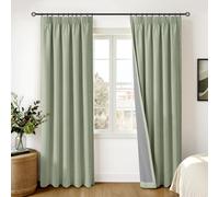 INOVADAY 100% Blackout Curtains 2 Panels, Thermal Insulated Drapes with Coated Backing, 84 Inch Pencil Pleat Curtains for Living Room & Bedroom, 50" W x 84" L, Sage Green