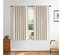 INOVADAY 100% Blackout Curtains 54 Inch Drop 2 Panels Thermal Insulated Curtain, Back Tab Rod Pocket Curtains with Coating Back Layer for Bedroom Living Room,46" W x 54" L,Cream