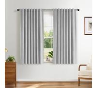 INOVADAY 100% Blackout Curtains 54 Inch Drop 2 Panels Thermal Insulated Curtain, Back Tab Rod Pocket Curtains with Coating Back Layer for Bedroom Living Room,46" W x 54" L,Grey