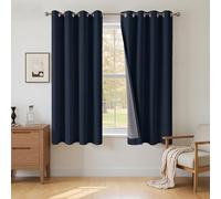 INOVADAY 100% Blackout Curtains 54 Inch Drop 2 Panels, Thermal Insulated Eyelet Curtains with Coating Back Layer for Bedroom & Living Room, 46" W x 54" L, Navy Blue