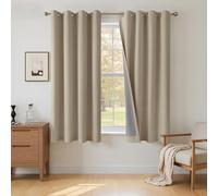 INOVADAY 100% Blackout Curtains 54 Inch Drop 2 Panels, Thermal Insulated Eyelet Curtains with Coating Back Layer for Bedroom & Living Room, 46" W x 54" L, Warm Taupe