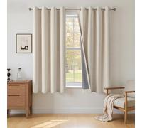 INOVADAY 100% Blackout Curtains 54 Inch Drop 2 Panels, Thermal Insulated Eyelet Curtains with Coating Back Layer for Bedroom & Living Room, 46" W x 54" L, Cream