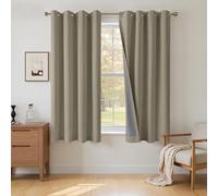 INOVADAY 100% Blackout Curtains 54 Inch Drop 2 Panels, Thermal Insulated Eyelet Curtains with Coating Back Layer for Bedroom & Living Room, 46" W x 54" L, Taupe