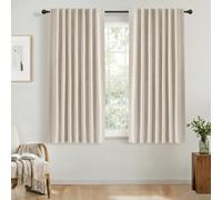 INOVADAY 100% Blackout Curtains 63 Inch Drop 2 Panels Thermal Insulated Curtain, Back Tab Rod Pocket Curtains with Coating Back Layer for Bedroom Living Room,46" W x 63" L,Cream