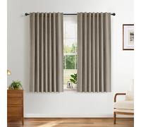 INOVADAY 100% Blackout Curtains 63 Inch Drop 2 Panels Thermal Insulated Curtain, Back Tab Rod Pocket Curtains with Coating Back Layer for Bedroom Living Room,46" W x 63" L,Linen