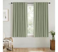 INOVADAY 100% Blackout Curtains 63 Inch Drop 2 Panels Thermal Insulated Curtain, Back Tab Rod Pocket Curtains with Coating Back Layer for Bedroom Living Room,50" W x 63" L,Light sage