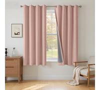 INOVADAY 100% Blackout Curtains 63 Inch Drop 2 Panels, Thermal Insulated Eyelet Curtains with Coating Back Layer for Bedroom & Living Room, 50" W x 63" L, Blush Pink