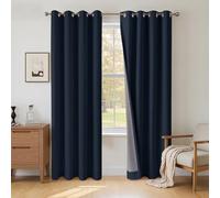 INOVADAY 100% Blackout Curtains 63 Inch Drop 2 Panels, Thermal Insulated Eyelet Curtains with Coating Back Layer for Bedroom & Living Room, 46" W x 63" L, Navy Blue