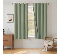 INOVADAY 100% Blackout Curtains 63 Inch Drop 2 Panels, Thermal Insulated Eyelet Curtains with Coating Back Layer for Bedroom & Living Room, 46" W x 63" L, Sage Green