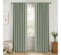 INOVADAY 100% Blackout Curtains 72 Inch Drop 2 Panels Thermal Insulated Curtain, Back Tab Rod Pocket Curtains with Coating Back Layer for Bedroom Living Room,46" W x 72" L,Light sage