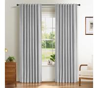 INOVADAY 100% Blackout Curtains 72 Inch Drop 2 Panels Thermal Insulated Curtain, Back Tab Rod Pocket Curtains with Coating Back Layer for Bedroom Living Room,50" W x 72" L,Grey