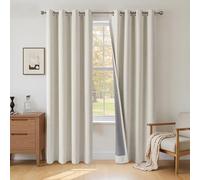 INOVADAY 100% Blackout Curtains 72 Inch Drop 2 Panels, Thermal Insulated Eyelet Curtains with Coating Back Layer for Bedroom & Living Room, 50" W x 72" L, Beige