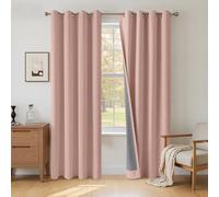 INOVADAY 100% Blackout Curtains 72 Inch Drop 2 Panels, Thermal Insulated Eyelet Curtains with Coating Back Layer for Bedroom & Living Room, 46" W x 72" L, Blush Pink