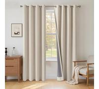 INOVADAY 100% Blackout Curtains 72 Inch Drop 2 Panels, Thermal Insulated Eyelet Curtains with Coating Back Layer for Bedroom & Living Room, 46" W x 72" L, Cream
