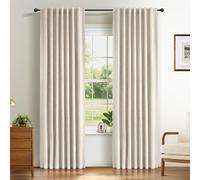INOVADAY 100% Blackout Curtains 84 Inch Drop 2 Panels Thermal Insulated Curtain, Back Tab Rod Pocket Curtains with Coating Back Layer for Bedroom Living Room,50" W x 84" L,Cream