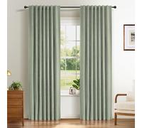 INOVADAY 100% Blackout Curtains 84 Inch Drop 2 Panels Thermal Insulated Curtain, Back Tab Rod Pocket Curtains with Coating Back Layer for Bedroom Living Room,50" W x 84" L,Light sage