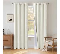 INOVADAY 100% Blackout Curtains 84 Inch Drop 2 Panels, Thermal Insulated Eyelet Curtains with Coating Back Layer for Bedroom & Living Room, 50" W x 84" L, White
