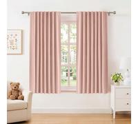 INOVADAY 100% Blackout Curtains for Bedroom 54 Inch Drop 2 Panels Thermal Insulated Curtains for Living Room, Back Tab Rod Pocket Blush Pink Curtains with Coating Back Layer,46" W x 54" L
