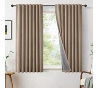 INOVADAY 100% Blackout Curtains for Bedroom 54 Inch Drop 2 Panels Thermal Insulated Curtains for Living Room, Back Tab Rod Pocket Warm Taupe Curtains with Coating Back Layer,46" W x 54" L