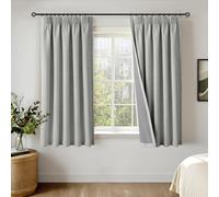 INOVADAY 100% Blackout Curtains for Bedroom 54 inch Drop, Thermal Insulated Curtains & Drapes Light Grey Pencil Pleat Curtains for Living Room with Coated Backing 2 Panels, 46" W x 54" L