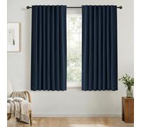 INOVADAY 100% Blackout Curtains for Bedroom 63 Inch Drop 2 Panels Thermal Insulated Curtains for Living Room, Back Tab Rod Pocket Navy Blue Curtains with Coating Back Layer,46" W x 63" L