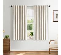 INOVADAY 100% Blackout Curtains for Bedroom 63 Inch Drop 2 Panels Thermal Insulated Curtains for Living Room, Back Tab Rod Pocket Cream Curtains with Coating Back Layer,50" W x 63" L