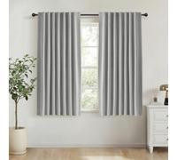 INOVADAY 100% Blackout Curtains for Bedroom 63 Inch Drop 2 Panels Thermal Insulated Curtains for Living Room, Back Tab Rod Pocket Grey Curtains with Coating Back Layer,46" W x 63" L