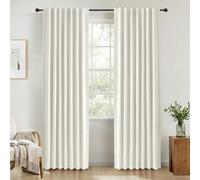 INOVADAY 100% Blackout Curtains for Bedroom 84 Inch Drop 2 Panels Thermal Insulated Curtains for Living Room, Back Tab Rod Pocket White Curtains with Coating Back Layer,50" W x 84" L