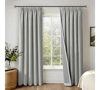 INOVADAY 100% Blackout Curtains for Bedroom 84 inch Drop, Thermal Insulated Curtains & Drapes Light Grey Pencil Pleat Curtains for Living Room with Coated Backing 2 Panels, 50" W x 84" L