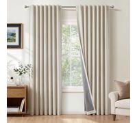 INOVADAY 100% Blackout Curtains for Bedroom 90 Inch Drop 2 Panels Thermal Insulated Curtains for Living Room, Back Tab Rod Pocket Cream Curtains with Coating Back Layer,46" W x 90" L
