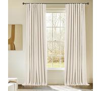 INOVADAY 100% Blackout Curtains for Bedroom, Black Out Curtains 84 Inch Long, Clip Rings Linen Blackout Drapes, Thermal Insulated Room Darkening for Living Room, 2 Panels - Cream,W50xL84