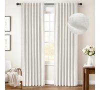 INOVADAY 100% Blackout Curtains for Bedroom, Thermal Insulated Linen Blackout Curtains 84 Inch Length 2 Panels Set, Back Tab/Rod Pocket Room Darkening Curtains for Bedroom, Nursery - Beige, W50 X L84