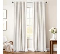 INOVADAY 100% Blackout Curtains for Bedroom, Thermal Insulated Linen Blackout Curtains 84 Inch Length 2 Panels Set, Back Tab/Rod Pocket Room Darkening Curtains for Bedroom, Nursery - Beige, W50 X L84