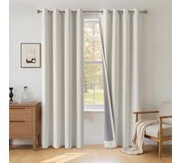 INOVADAY 100% Blackout Eyelet Curtains 2 Panels, 46" W x 90" L, Beige