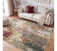 INOVADAY Abstract Living Room Rug 120x180 cm Washable Red/Blue/Brown/Multi
