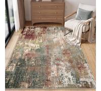 INOVADAY Abstract Living Room Rug 90x150 cm Washable Red/Blue/Brown/Multi