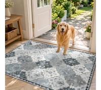 INOVADAY Boho Rugs Living Room 80x150 cm Vintage Washable Rug Blue/Grey