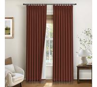 INOVADAY Pinch Pleated Curtains, 100% Light Blocking Linen Pinch Pleat Blackout Curtains for Bedroom, Thermal Insulated Blackout Drapes 2 Panels Set for Living Room - Terracotta, W40 x L96