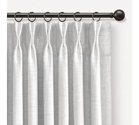 INOVADAY Pinch Pleated Curtains, 100% Light Blocking Linen Pinch Pleat Blackout Curtains for Bedroom, Thermal Insulated Blackout Drapes 2 Panels Set for Living Room - Greyish BeigeWhite, W40 x L96