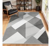 INOVADAY Rugs Living Room 120x180 cm Washable Rug with Modern Geometric Patchwork Design Low Pile Non Slip Rugs for Bedroom Lounge Dining Room Indoor Grey/Black