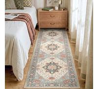 INOVADAY Rugs Living Room 60x244 cm Washable Rug Beige/Blue/Orange