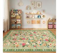 INOVADAY Washable Rug Floral Print 183x274 cm Light Green Living Room Rug