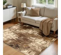 INOVADAY Washable Rugs Living Room 120x180 cm Modern Abstract Rug with Soft Low Pile Vacuum Friendly Non Slip Backing Minimalist Carpet for Lounge Bedroom Dining Room Home Office Brown/Tan