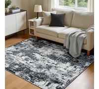 INOVADAY Washable Rugs Living Room 120x180 cm Modern Abstract Rug with Soft Low Pile Vacuum Friendly Non Slip Backing Minimalist Carpet for Lounge Bedroom Dining Room Home Office Black/Grey/White/Navy