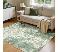 INOVADAY Washable Rugs Living Room 120x180 cm Modern Abstract Rug with Soft Low Pile Vacuum Friendly Non Slip Backing Minimalist Carpet for Lounge Bedroom Dining Room Home Office Green Yellow