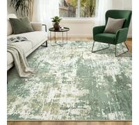 INOVADAY Washable Rugs Living Room 150x210 cm Modern Abstract Rug with Soft Low Pile Vacuum Friendly Non Slip Backing Minimalist Carpet for Lounge Bedroom Dining Room Home Office Green Yellow
