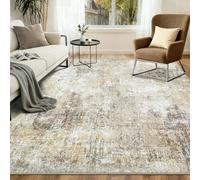 INOVADAY Washable Rugs Living Room 150x210 cm Modern Abstract Rug with Soft Low Pile Vacuum Friendly Non Slip Backing Minimalist Carpet for Lounge Bedroom Dining Room Home Office Brown/Grey