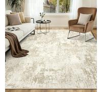 INOVADAY Washable Rugs Living Room 150x210 cm Modern Abstract Rug with Soft Low Pile Vacuum Friendly Non Slip Backing Minimalist Carpet for Lounge Bedroom Dining Room Home Office Beige