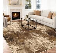 INOVADAY Washable Rugs Living Room 200x300 cm Modern Abstract Rug with Soft Low Pile Vacuum Friendly Non Slip Backing Minimalist Carpet for Lounge Bedroom Dining Room Home Office Brown/Tan