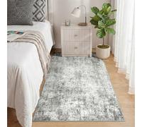 INOVADAY Washable Rugs Living Room 80x150 cm Modern Abstract Rug with Soft Low Pile Vacuum Friendly Non Slip Backing Minimalist Carpet for Lounge Bedroom Dining Room Home Office Grey/White